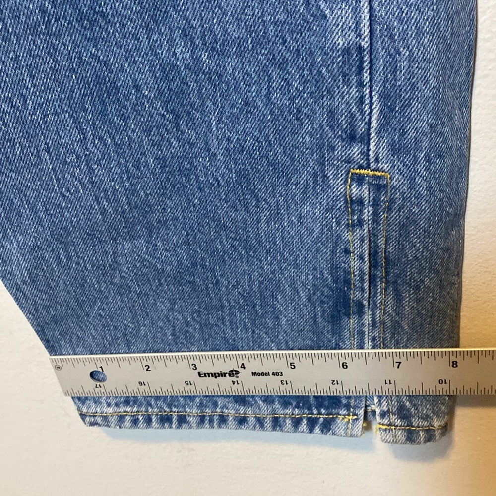 Good American Good Boy Straight Jeans Women’s 15 Blue Medium Wash Denim Slit Hem - Picture 16 of 17